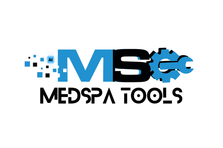 AI MedSpa Tools logo featuring stylized text with blue and black colors, symbolizing innovative marketing solutions for medspa businesses.